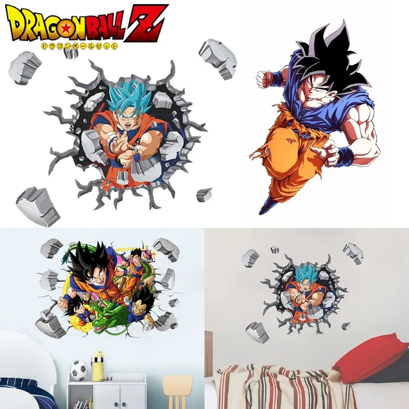 Creativity Dragon Ball Wall Stickers Anime Breaking Walls Spoof Stickers Home Decorations Goku Super Saiyan Break Out The Wall