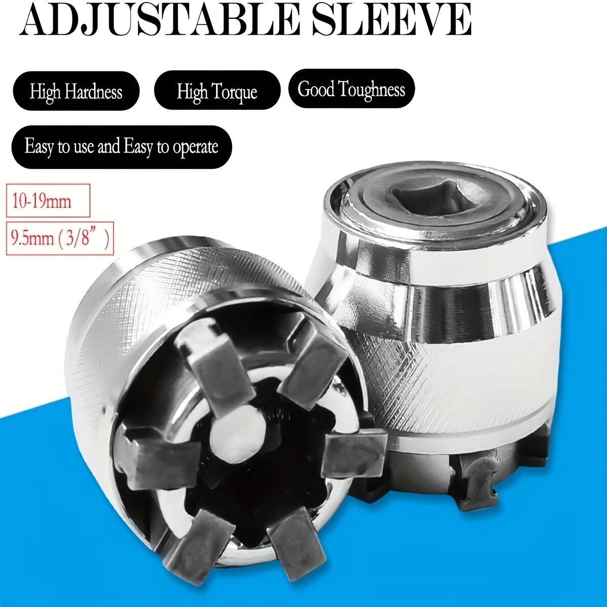 العالمي متعدد الوظائف وجع المقبس كم محول ل 3/8 "محرك وجع ، 10-19 مللي متر قابل للتعديل محول مأخذ التوصيل وجع