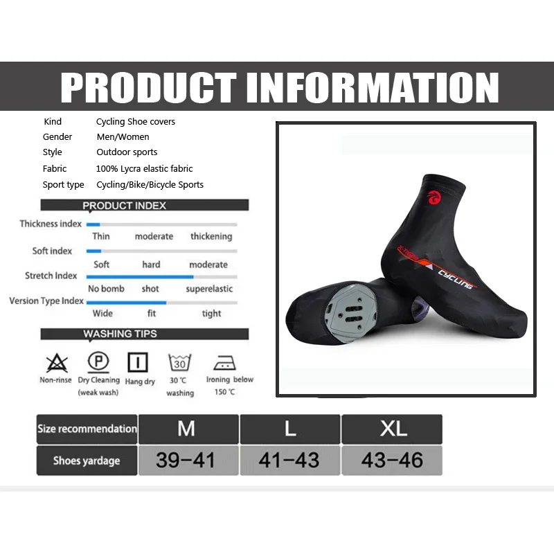 X-TIGER Cycling Overshoes Unisex MTB Bike Cycling Shoes Cover Sports Racing Bicycle Dustproof Quick Dry Lycra Cycling Overshoes