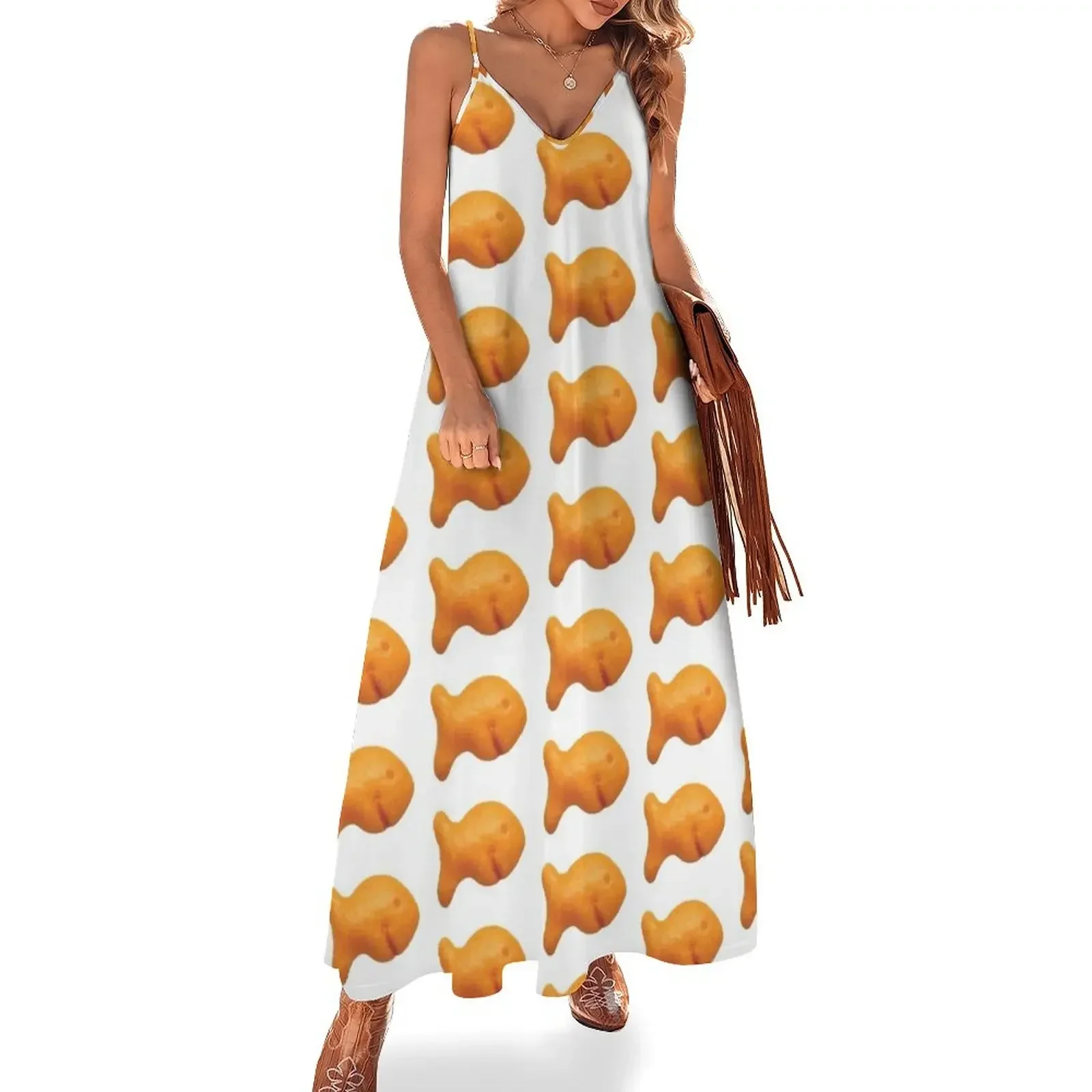 

Goldfish Cracker Sleeveless Dress dresses for special events elegant chic wedding evening dresses Dress