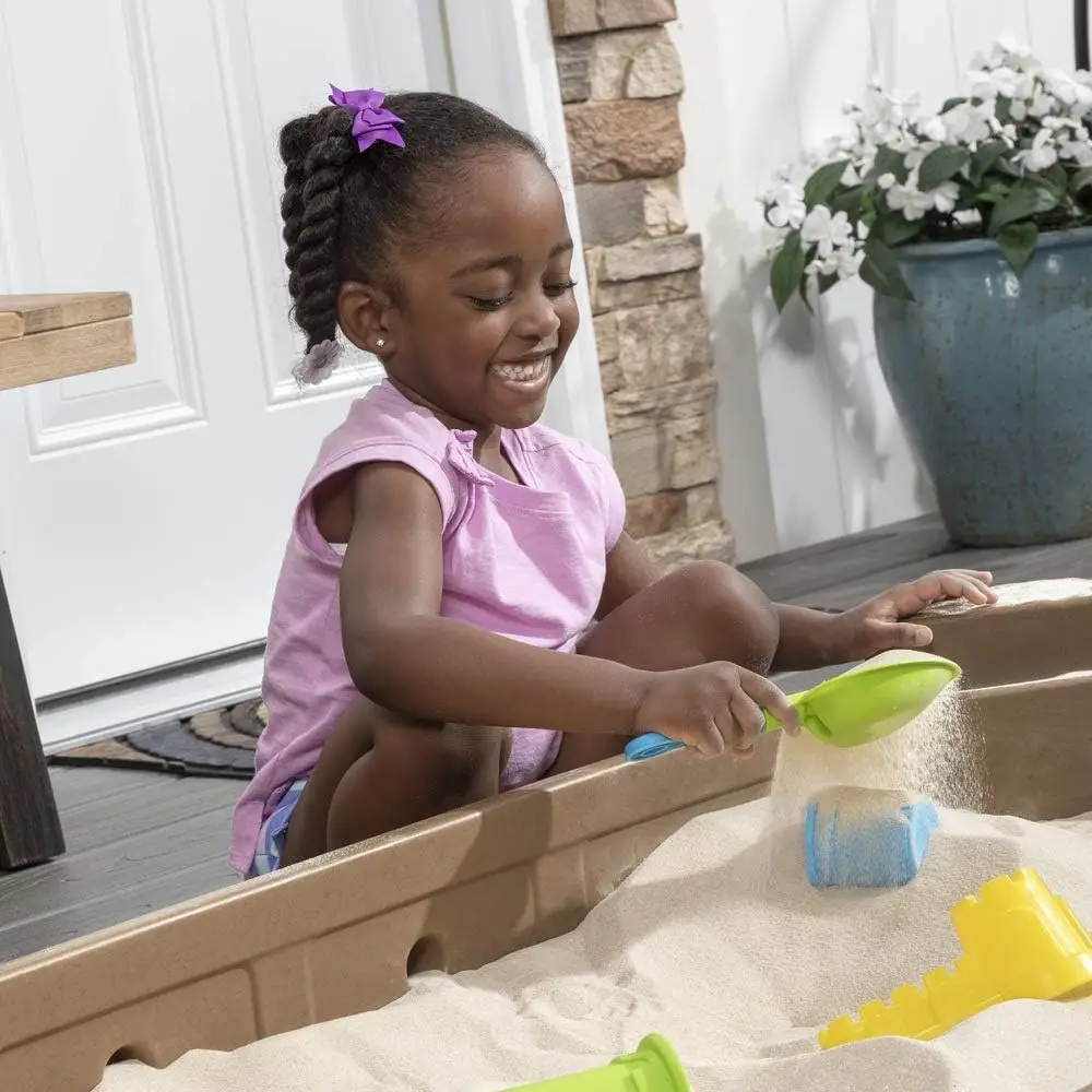 Sabbiera naturalmente giocosa II, attività di sabbia per bambini fossa per giochi sensoriali, giocattoli estivi all'aperto, accessori per giocattoli d'acqua da 7 pezzi, per Toddl