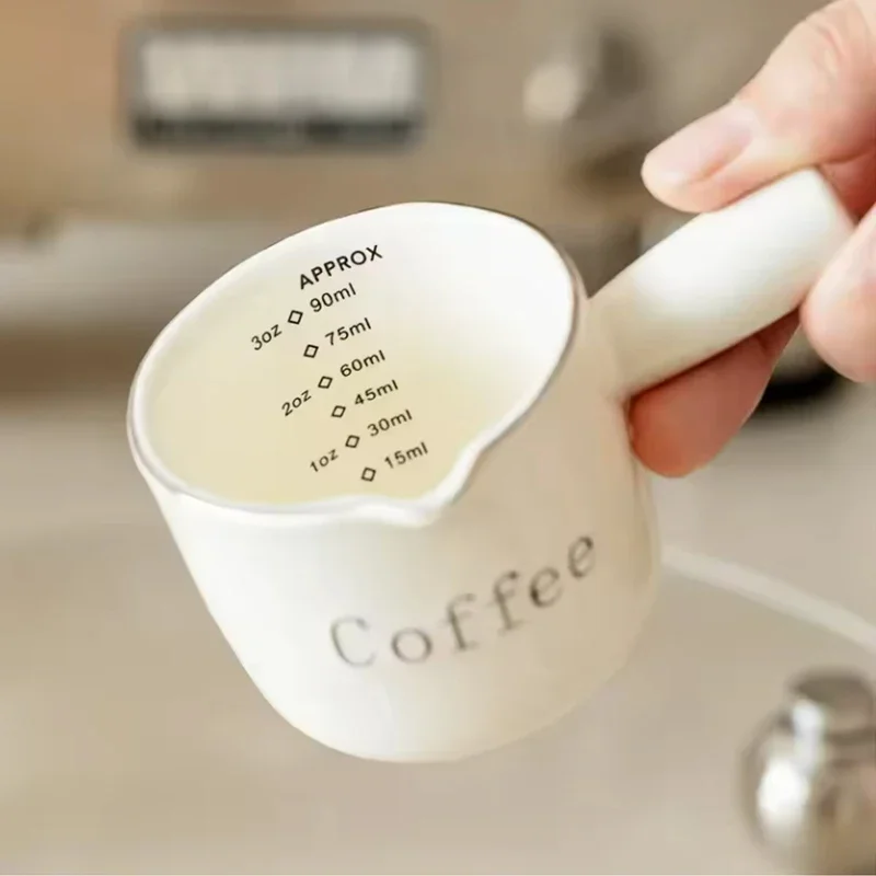 Italian Espresso Cup with Scale High-End Exquisite Ceramic Coffee Measuring Extraction Cup Aesthetic Design for Beverage Lovers