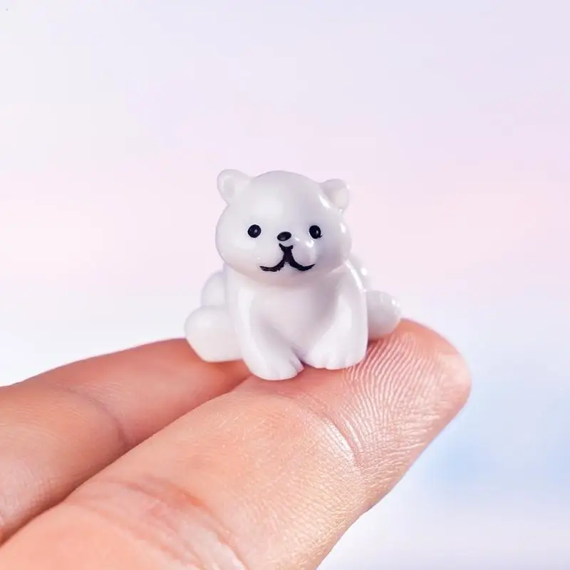 4pcs Miniature Polar Bear Figurines Resin Crafted Handicraft Simulation DIY Aquarium Landscape Dollhouse Decor Bonsai Ornaments