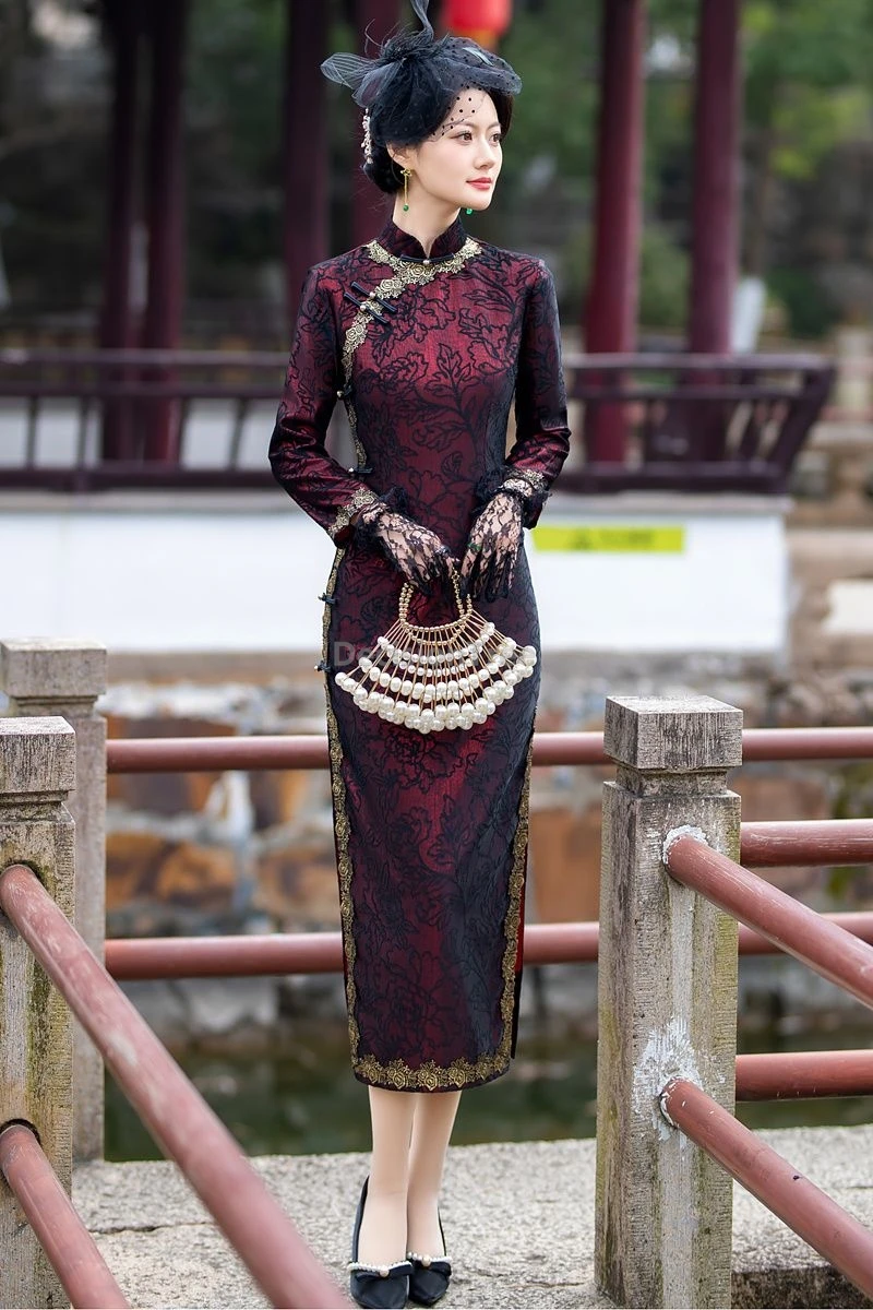 

2025 винтажная литература, искусство, китайский Cheongsam, ретро, элегантный, традиционный, улучшенный, ежедневное Ципао, облегающее, темпераментное Ципао