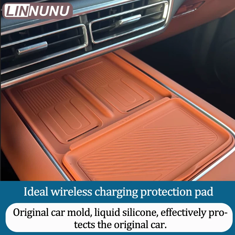 Linnunu Fit for Lixiang L6 L7 L8 L9 Mega Car Decoration Supplies Wireless Charging Silicone Pad Central Control Protective Pad Silicone Storage Box Flip Cover Wireless Charging Protective Pad Car Accessories