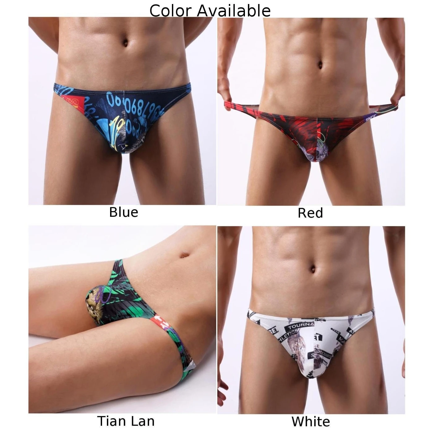 Sexy Men Low Wrist Underwear Breathable Printed Briefs Male Underpants Cuecas Calzoncillos Briefs Bulge U Pouch Bikini Jockstrap