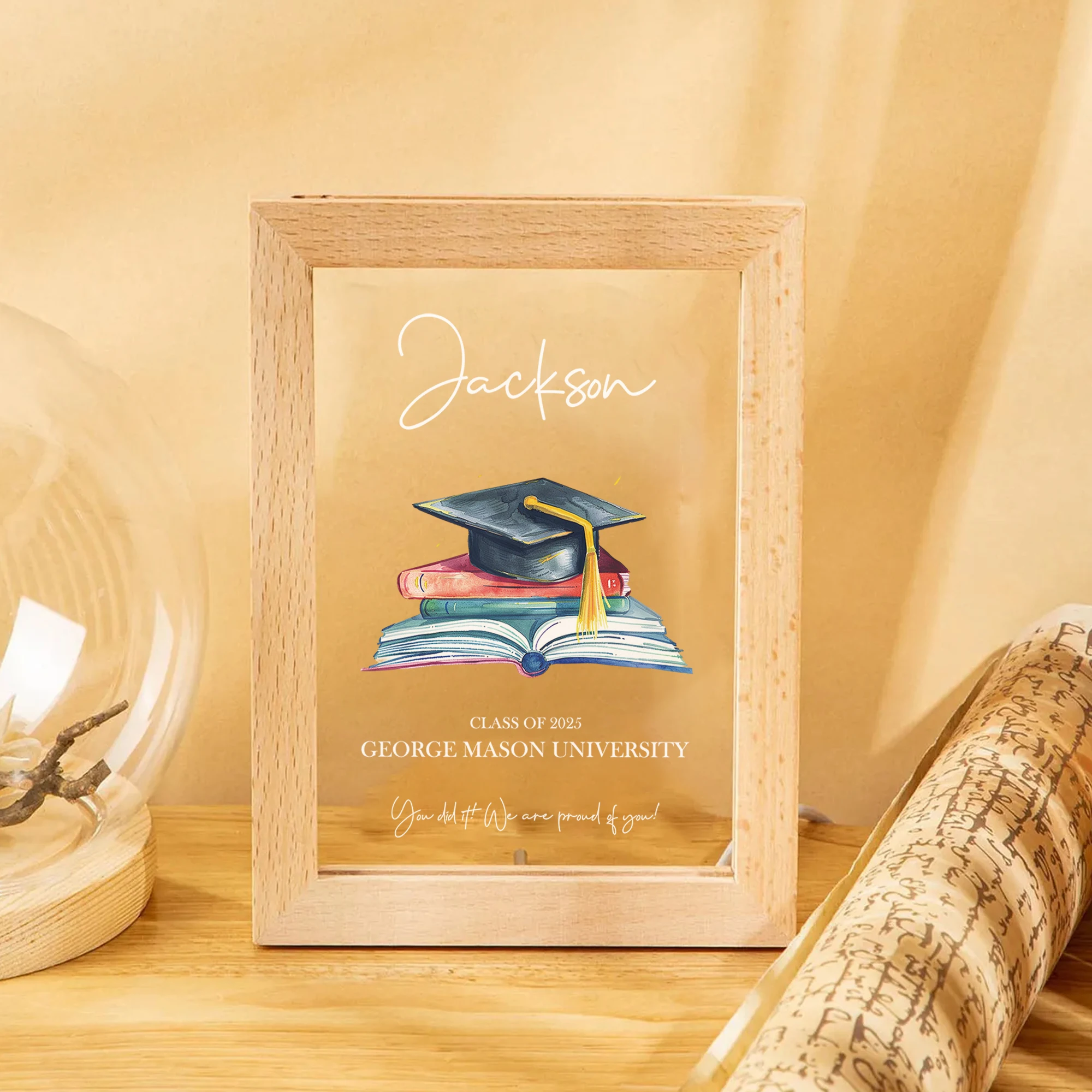 Personalized Graduation LED Night View Photo Frame Custom Gift Family Living Room Bedroom Dining Room Home Decoration