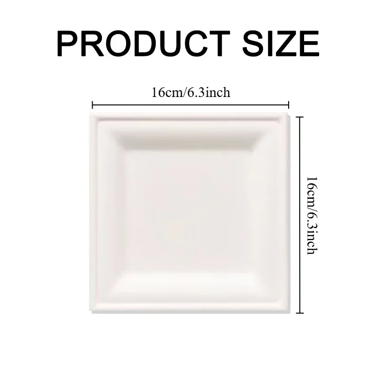 50PCS Disposable Square Paper Birthday Party Disposable Paper Plates Picnic Barbecue Christmas Salad Desserts Maintain Hygiene