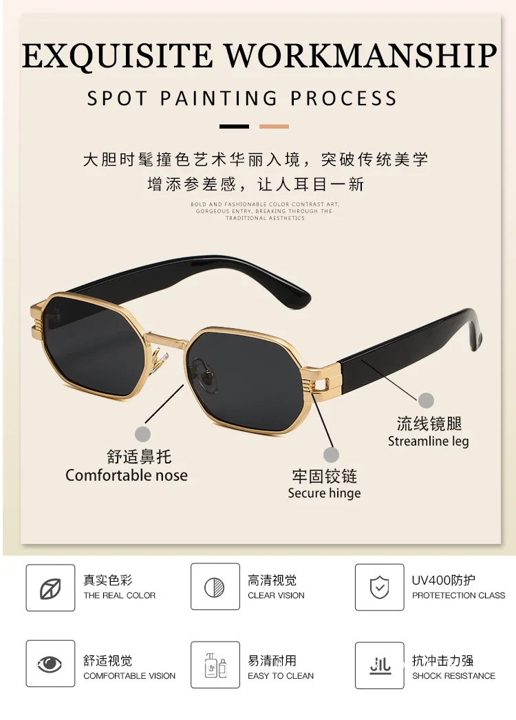 Neue Ankunft Vintage Quadrat Sonnenbrille Frauen Männer Rechteck Sonnenbrille Weiblichen Brillen Metall Rahmen Männlich Weiblich Brillen – Detail 2