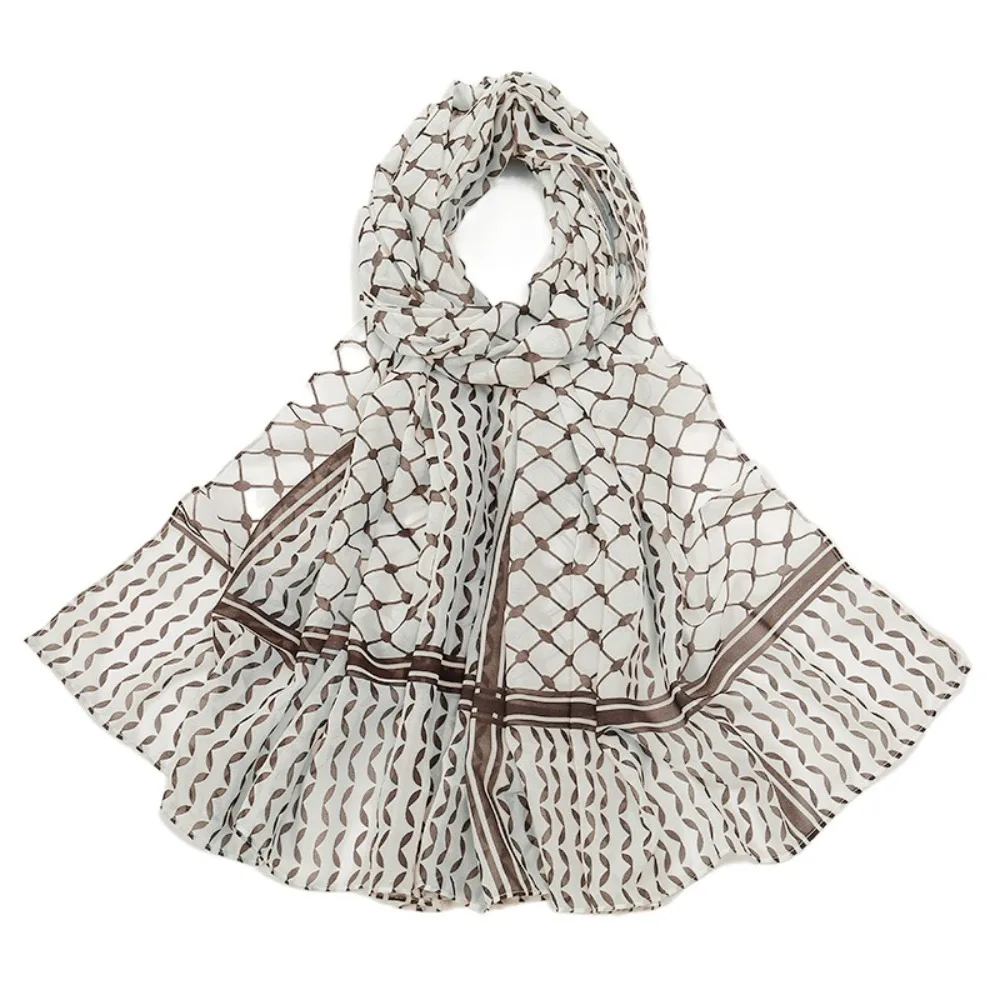 

Элегантный клетчатый платок с принтом Keffiyel, длинный солнцезащитный шифоновый шарф-хиджаб, шали и накидки, бандана, исламский платок для вечеринки