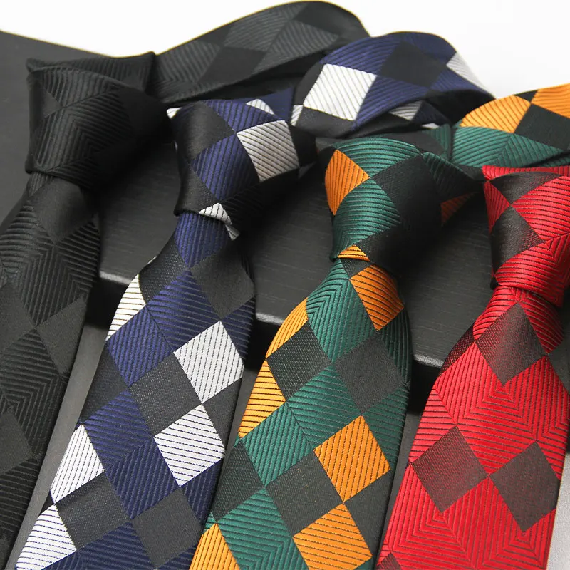 Men's Hand-Tied Narrow Tie 7.5cm (2.95inch) Diamond Check Pattern Polyester Red Black Blue Multi-Color Business Wedding Commuting Interview Suit Accessories