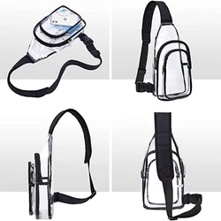 Damska torba na ramię Fashion Casual Large Capacity Transparent Stadium Sling Bag Concert Clear Purse With Black Belt Chest Bags