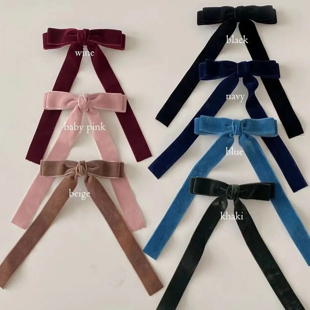 Simple Bowknot Balletcore Bow Hairpin Ribbon Long Tassel Ballet Style Hair Clip Barrettes Cloth Student