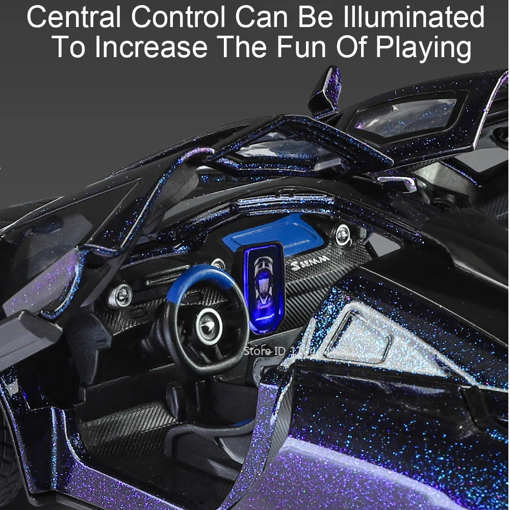 1:24 Senna Lambor Revuelto Alloy Model Toy Diecast Car Door Opened Sound Light Pull Back Front Wheel Steering Vehice Friend Gift