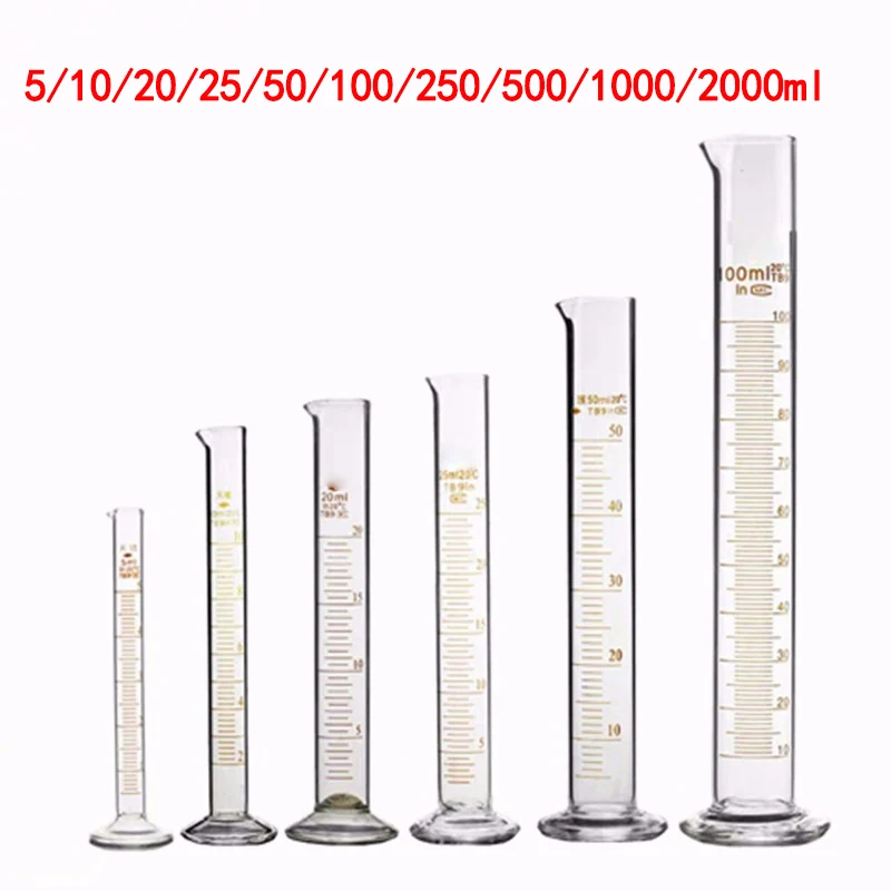 5/10/20/25/50/100/250/500/1000/2000ml Lab Lead-free Glass Graduated Measuring Cylinder