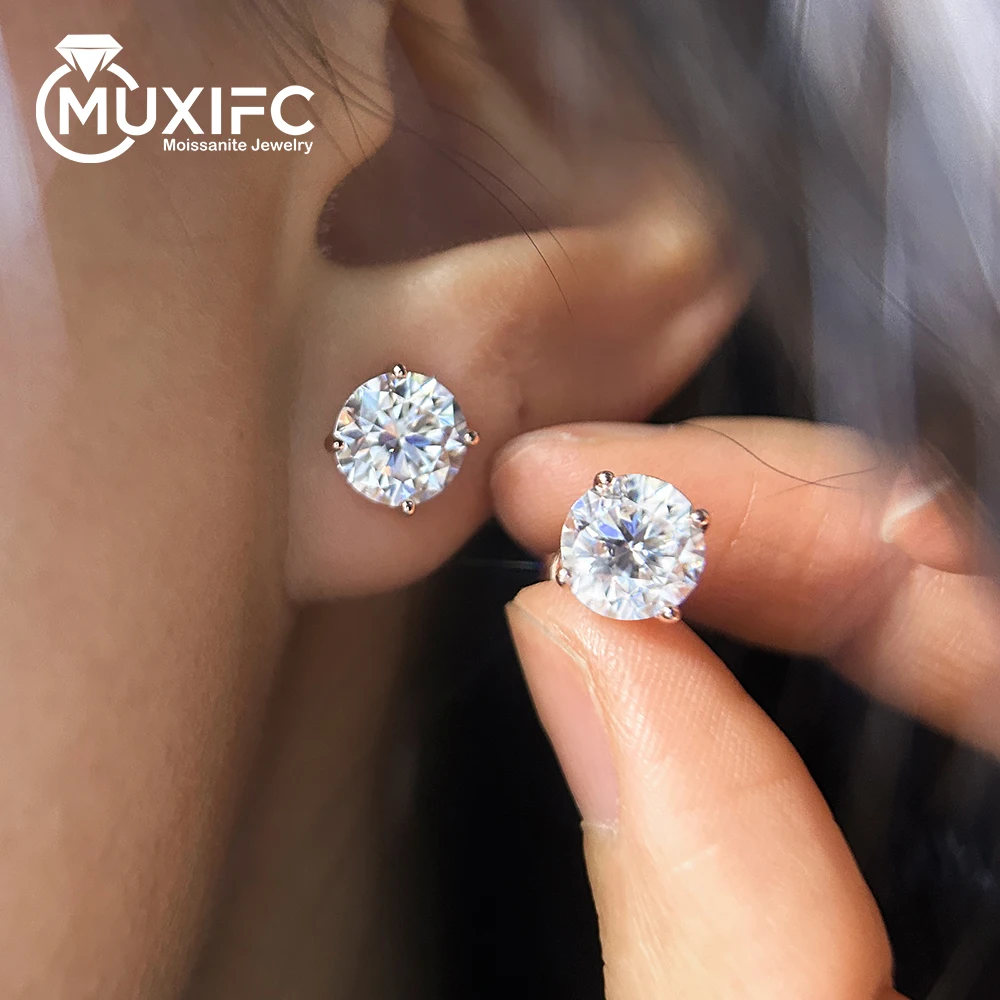 

Серьги-гвоздики с муассанитом 3 карата круглой огранки для женщин, цвет D, сертификат GRA, серебро S925 с покрытием из 18-каратного золота, ювелирные изделия