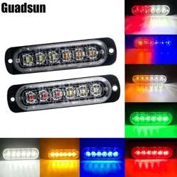 1X 6 Led Car Strobe Warning Light 12v 24v Flashing White Blue Red Car Truck Strobe Emergency Grill Light Police Lamp Beacon Lamp