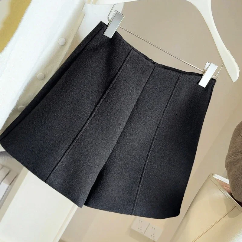 Woolen Shorts Mujer High Waist Simple Autumn Winter Woman Pants Korean Fashion A-line Elegant Pantalones Cortos