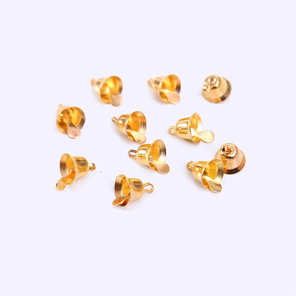 80Pcs Christmas Golden Mini Bells Hanging Pendants Decorative Lightweight DIY Wind Chime Accessories Christmas Tree Ornaments