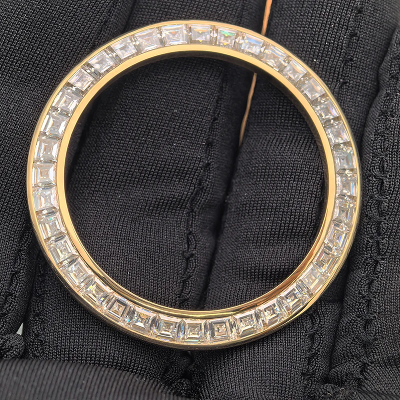 Dostosowana ramka zegarka z litego żółtego złota 9K 18K z diamentami Moissanite dla 116588   Części zamienne do zegarków TBR