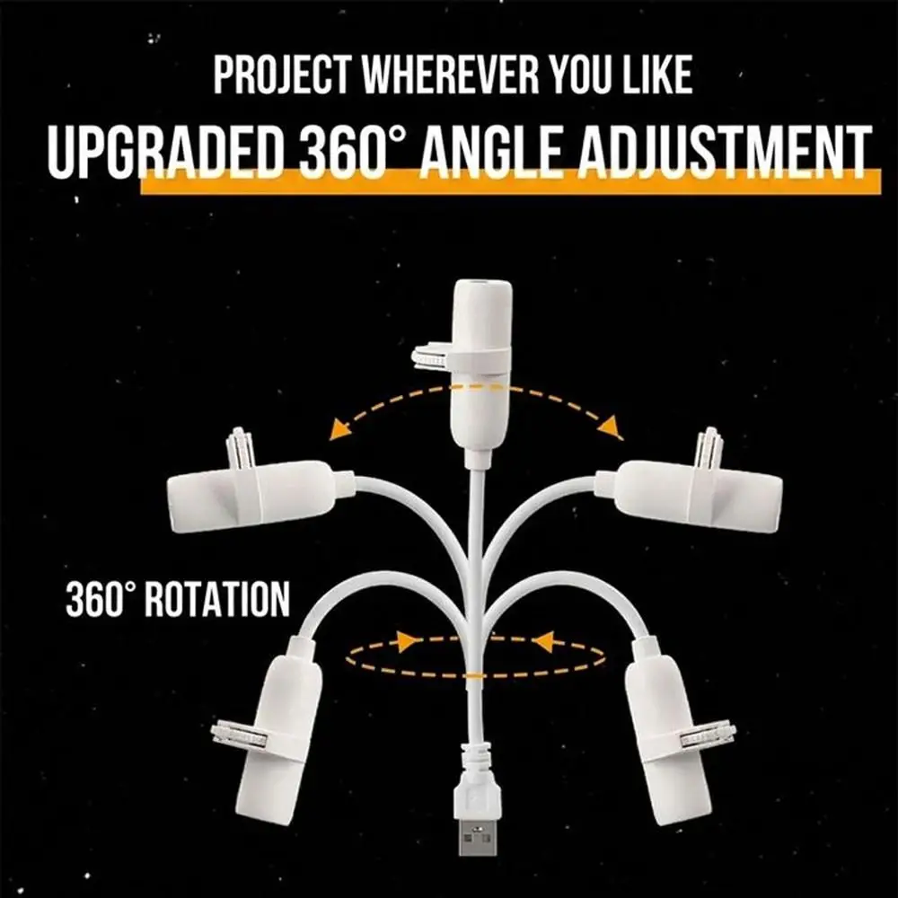 360 Degree Rotating Star Projector Light USB Powered Flexible Neck Star Background Light Interchangeable Slides