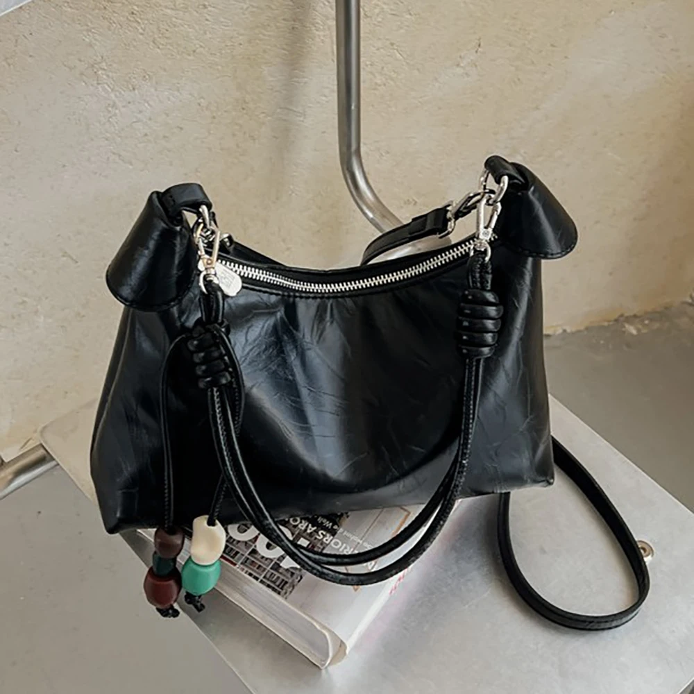 High Grade Pu Leather Solid Color Crossbody Bag for Ladies Soft Casual Simple Commute Shoulder Bags Daily Dating Underarm Bags
