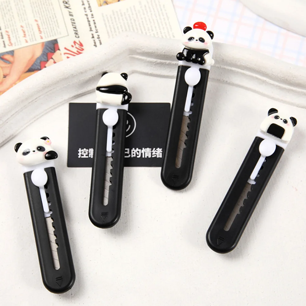 Taglierina per panda in plastica di moda Forniture per ufficio scolastico per cartoni animati Utensile da taglio per carta Tagliacarte retrattile in resina