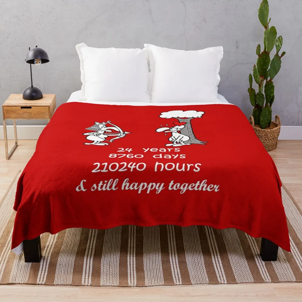 24th Wedding Anniversary Funny Gift For Husband Wife 24 Years Together 24th Year Of Marriage Humorous Couple Match Throw Blanket