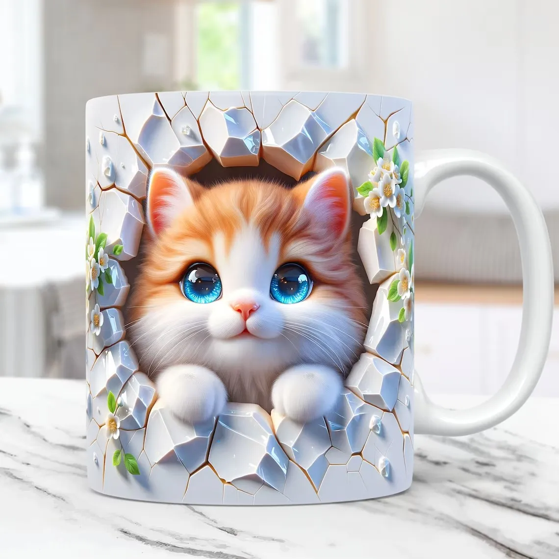 1pc 3D cute kitten ceramic Mug 325ml Creative office tea cup  kids ,mother or girl friend birthday gift cup