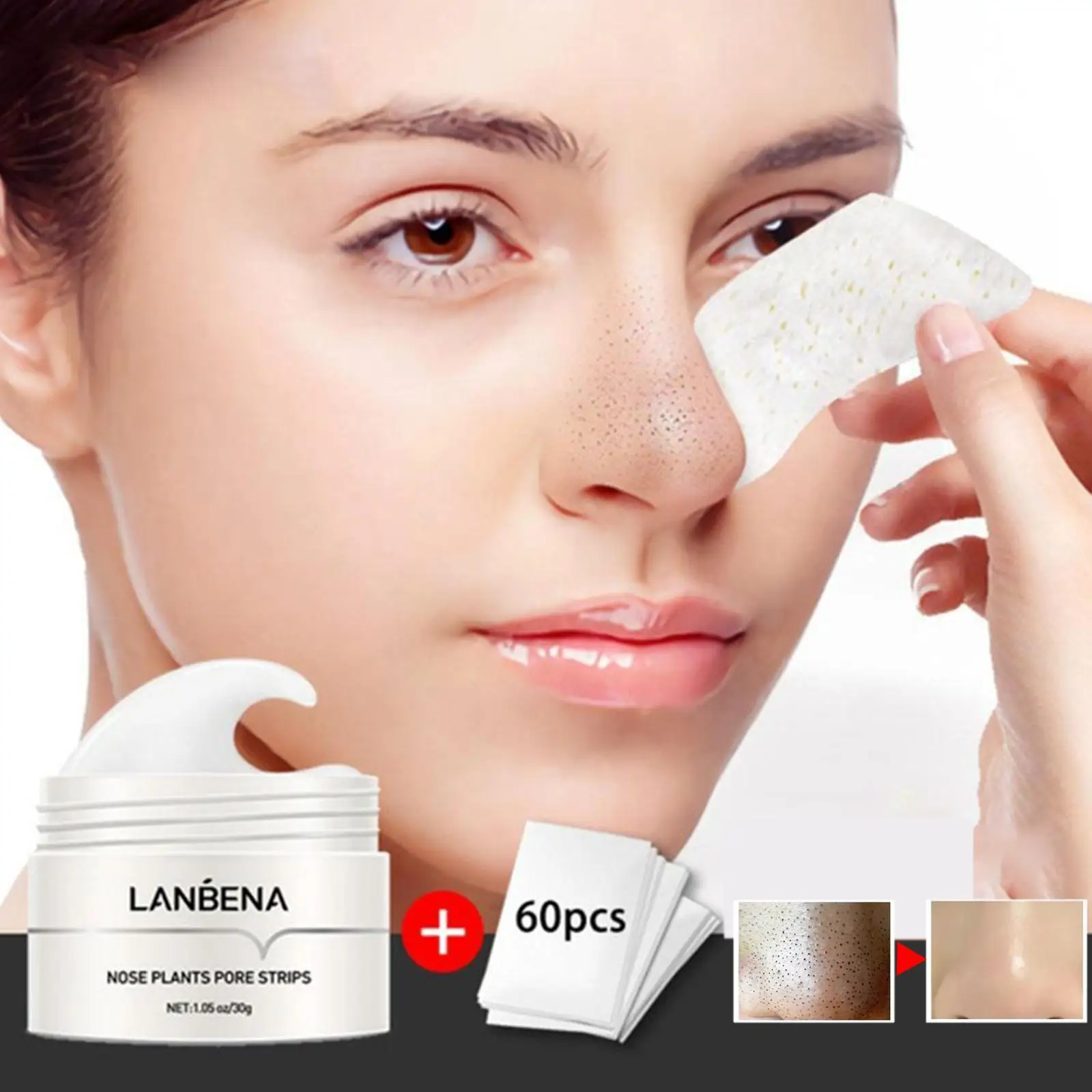 Lanbena Gezicht Mee-Eters Verwijderaar Pellen Zwarte Stippen Masker Stickers Strips Huid Neus Porie Behandeling Acne Productverzorging Gezichtsbehandeling