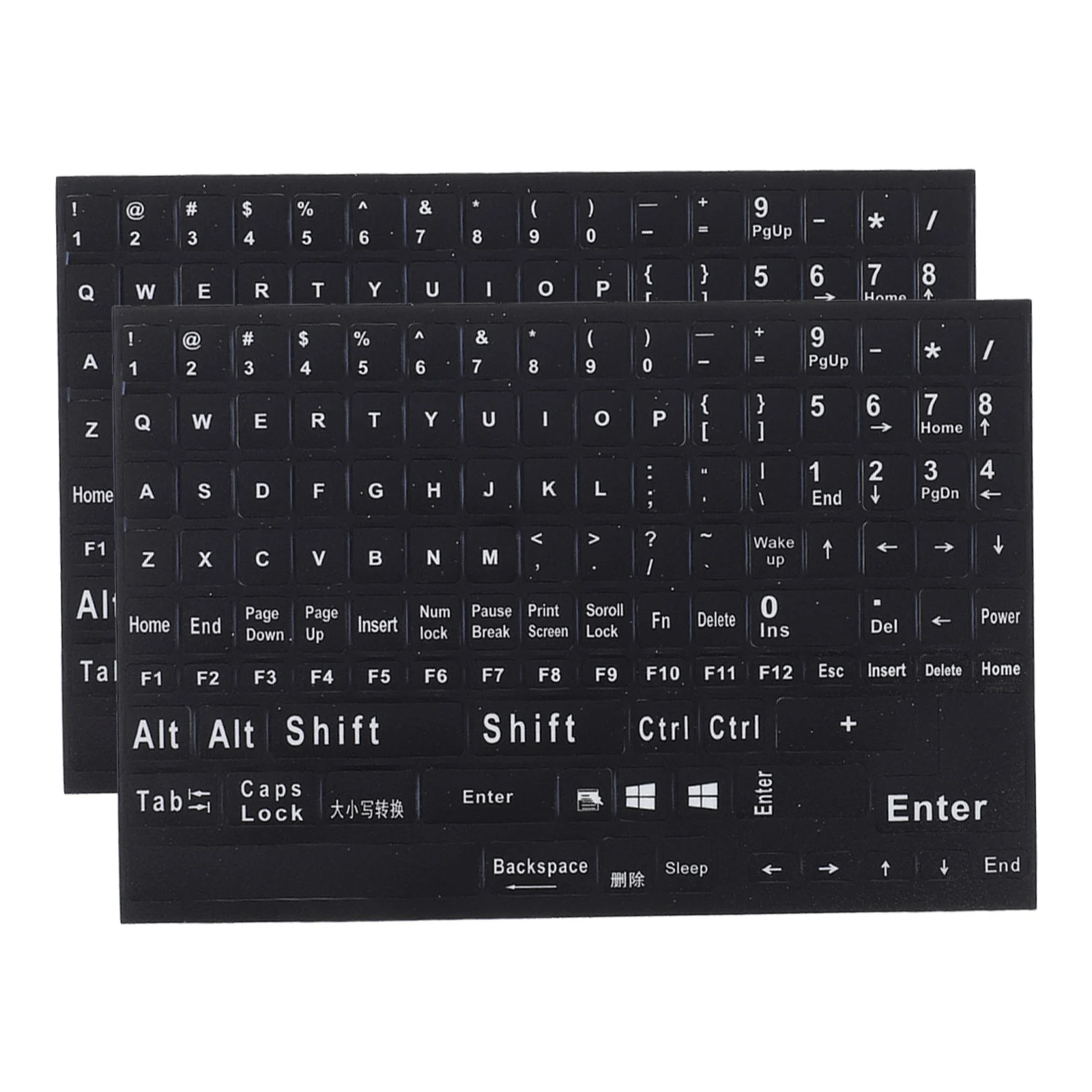 

2pcs English Keyboard Stickers 2 Sheets Clear Wear-Resistant Full Coverage Laptop Desktop Computer Universal Key Labels