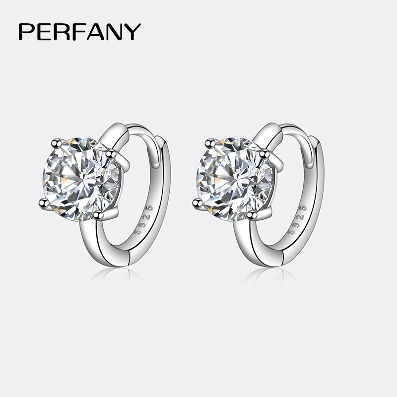 PERFANY 1CT Moissanite Earrings for Women S925 Pure Silver Simulated Diamond Simple Four Claw Earrings Fashion Wedding Jewelry