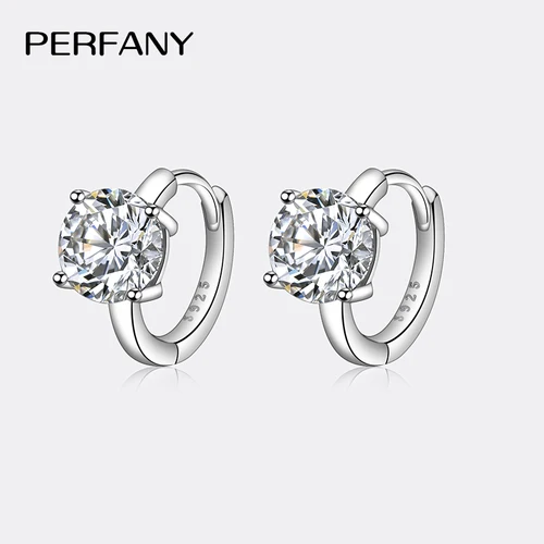 PERFANY 여성용 1CT 모이사나이트 귀걸이, S925 순수 실버 시뮬레이션 다이아몬드, 심플한 네 발톱 귀걸이, 패션 웨딩 주얼리 