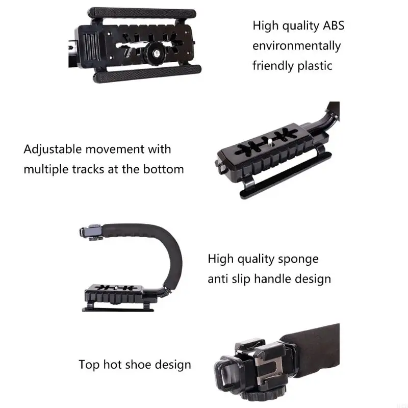 462B Camera Stabilizer Handheld U-Grip with Anti-Skid Design and Cold Shoe Mount Lightweight for Stable Video-Photo Shooting