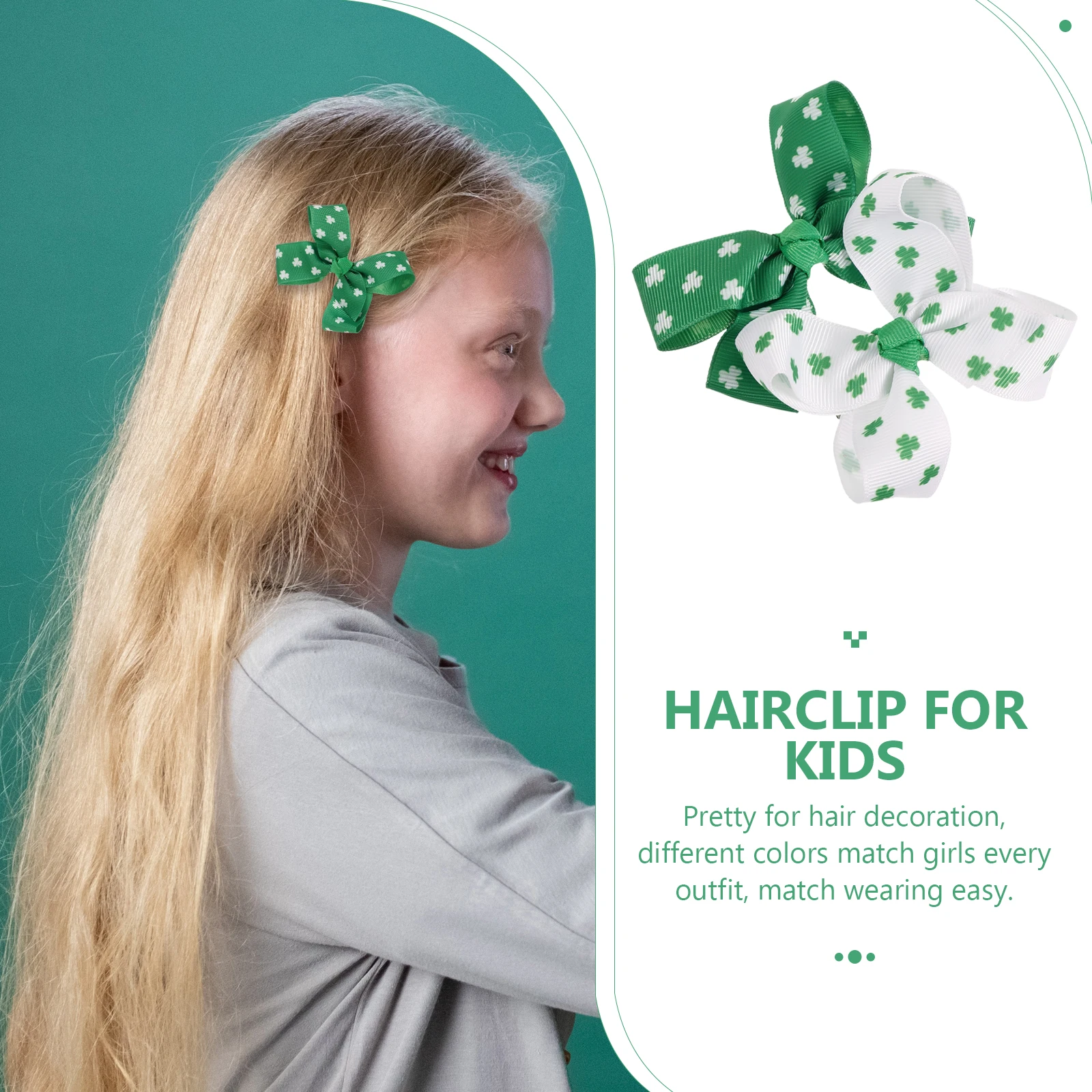 

2Pcs Kids Clips Grosgrain Ribbon Grosgrain Ribbon Hairpins Clover Bobby Pins Durable Hair naments Child Accessories