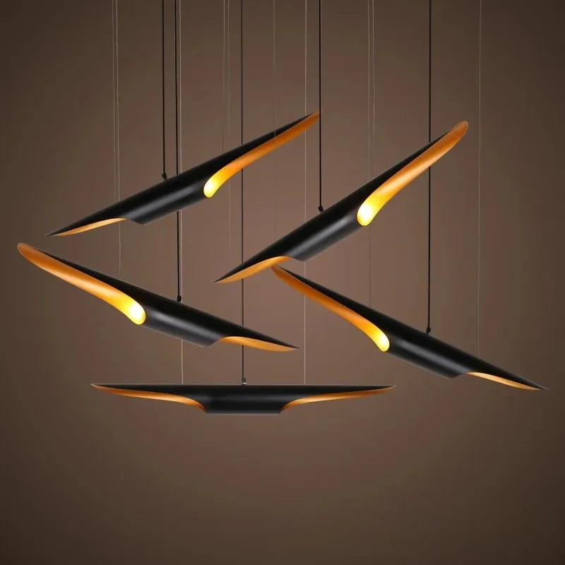 

Modern Simple Black Indoor Bar Chandelier with Gold Aluminum Finish for Restaurant Cafe Hotel Bar Creative Lighting Factory