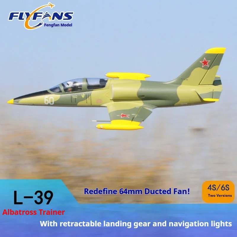 FLYFANS L-39 RC Airplane 64mm EDF Fixed Wing Trainer Jet With Retractable Landing Gear Navigation Lights 4S 6S Dual Version