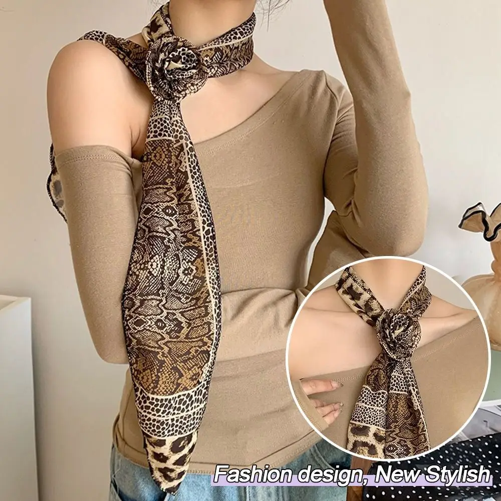 Модный корейский длинный шелковый шарф большого размера, универсальная повязка для волос, летние шелковые шарфы Y2k для женщин