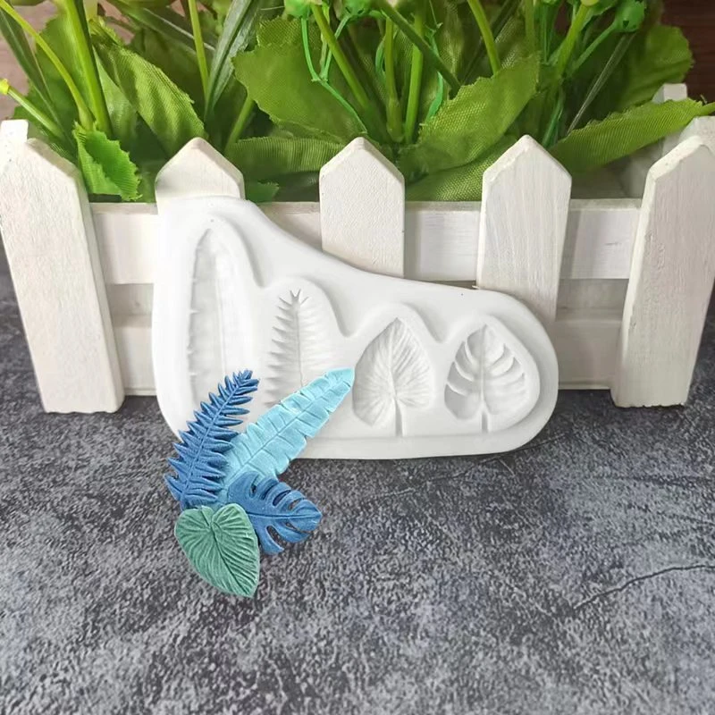 1pc 4 Units Palm Leaf Chocolate Cake Decorating Silicone Mold Cupcake Fondant Sugarcraft Cake Baking Accessories Kitchen Tools