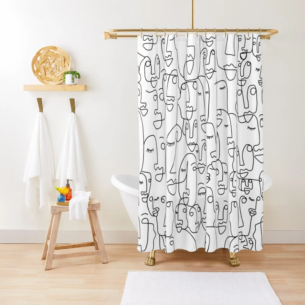 

Minimalist Abstract Line Faces Shower Curtain For Bathroom Shower Shower For Bathroom Set Curtain