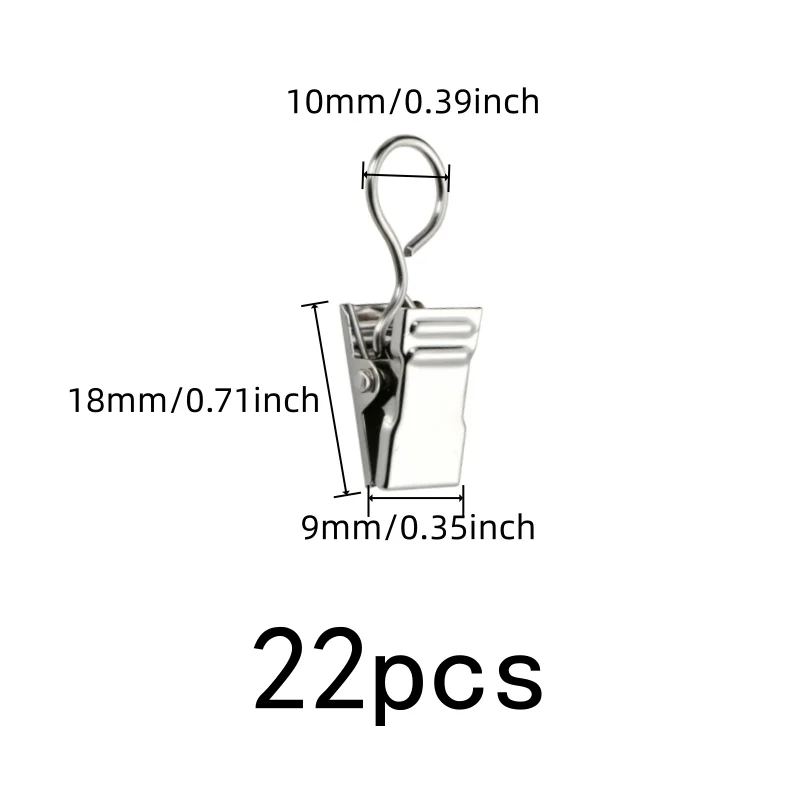 22 pcs Closed Curtain Hooks, Silver Closed Loop Design and Rust Resistant Metal, ideal for Bathroom Shower Panel