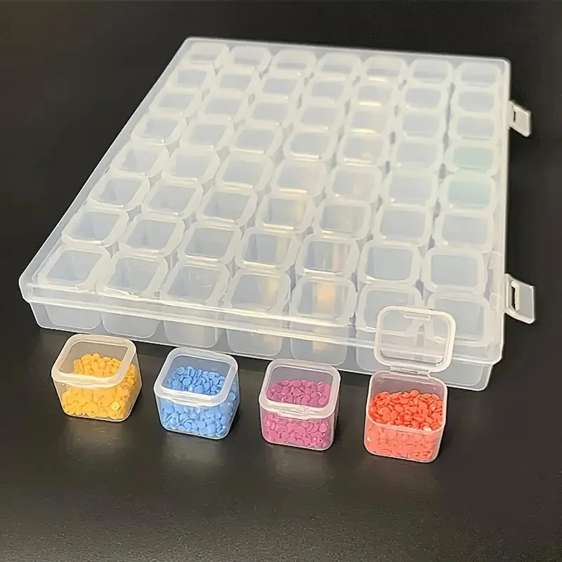 A Storage Box for DIY Diamond Painting, Bead Arrangement, Handicrafts, and Jewelry, with Separate Sections for Easy Access.