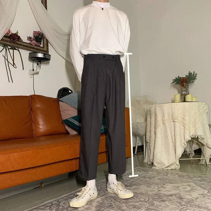 

Men's Loose Wide Leg Pants New Style Drapey Casual Korean Version Slimming Nine Point Trousers Straight Cut Youth Fashion