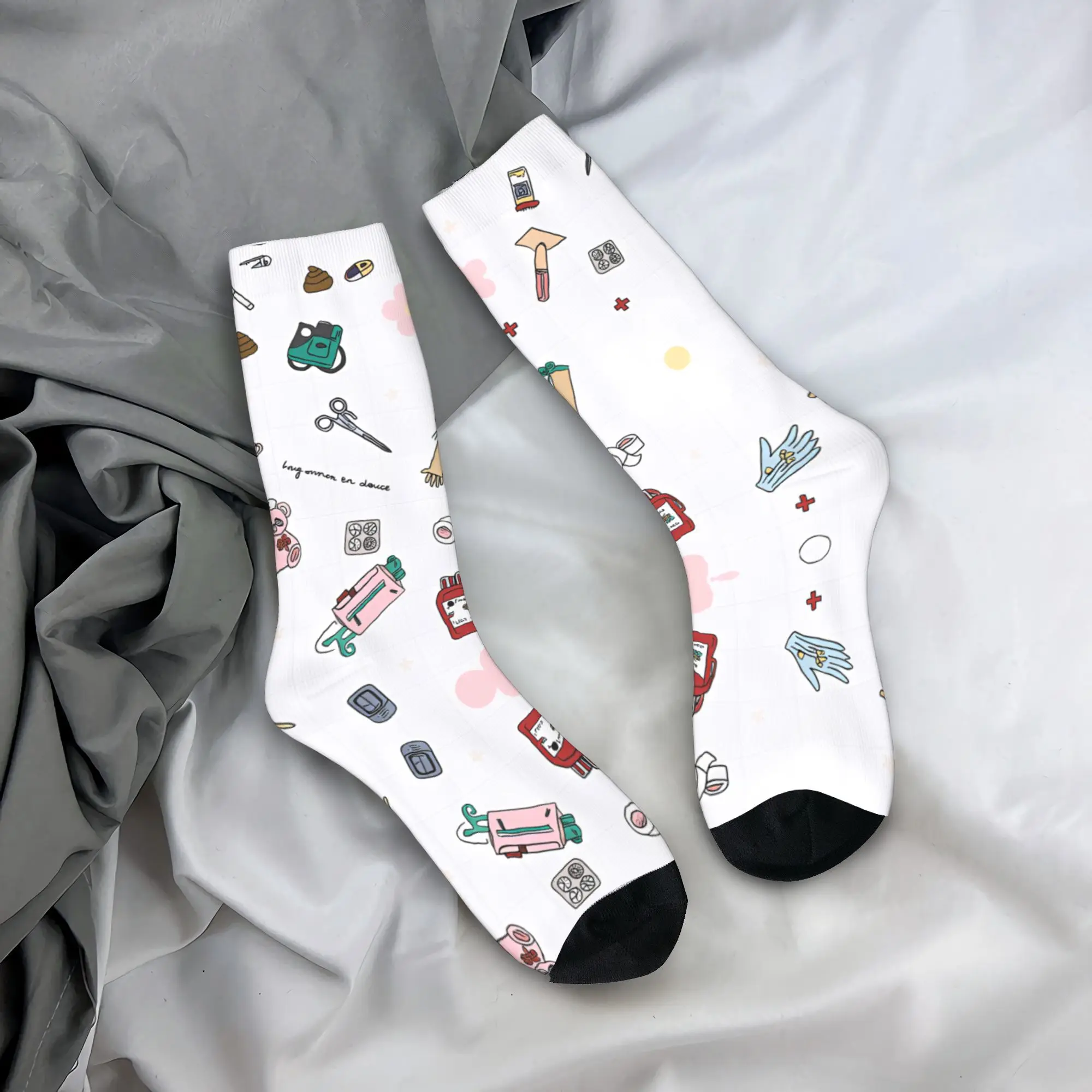 

Enfermera En Apuros Doctor Nurse Socks Winter Stockings Trendy Men Soft Breathable Socks Printed Skateboard Non Slip Socks