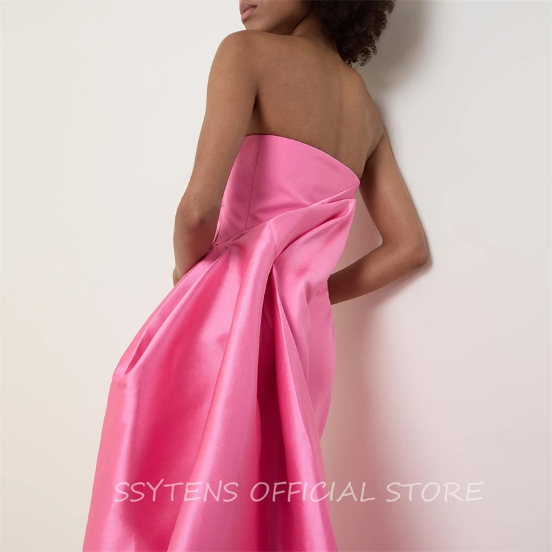 Elegant Strapless Pink Prom Dresses Customized Floor Length Formal Dress Party Gown Special Event Sleeveless Birthday Gowns