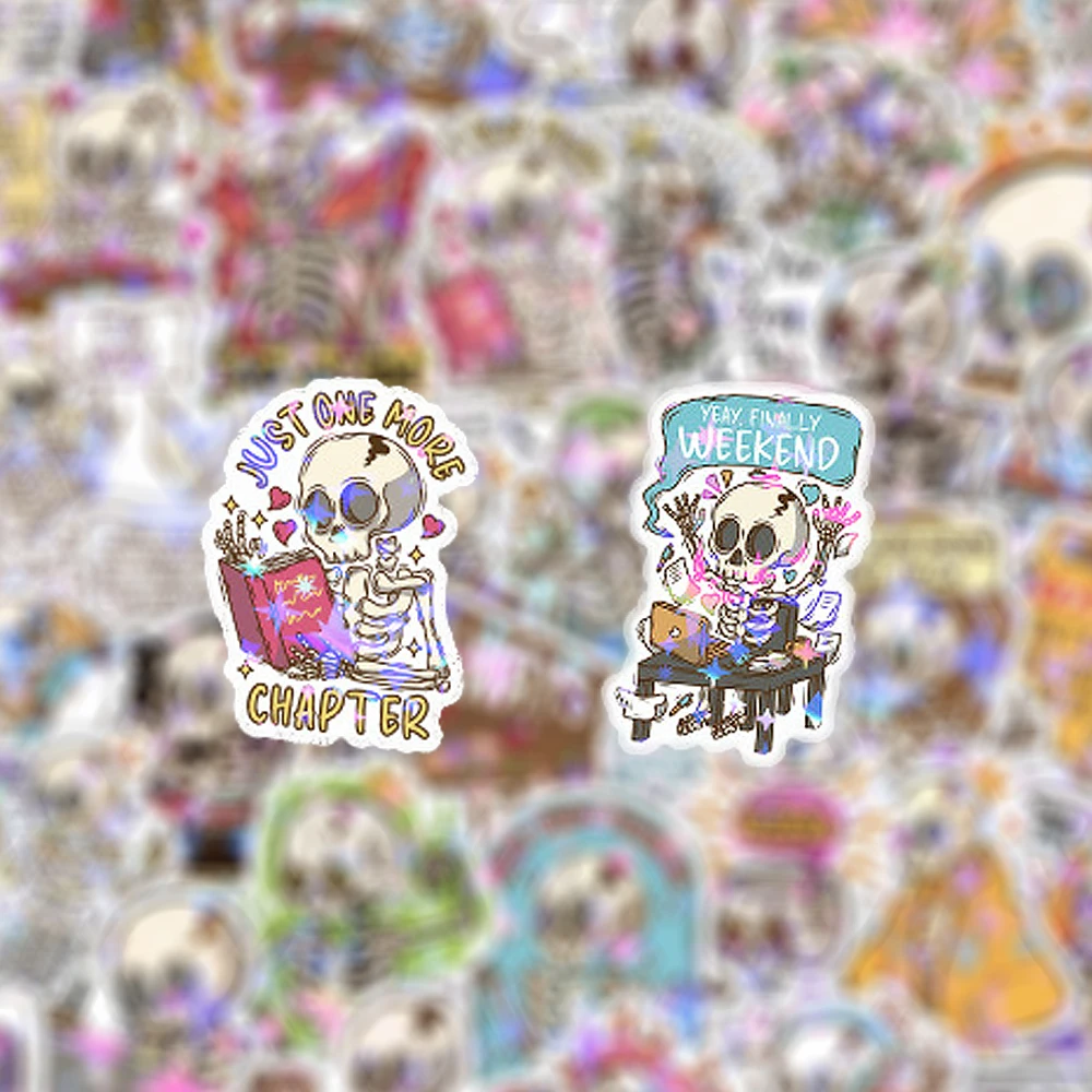 10/30/50pcs Holographic Laser Skull Cartoon Stickers Creative Graffiti Decals Water Bottle Laptop Phone Diary Sticker Wholesale