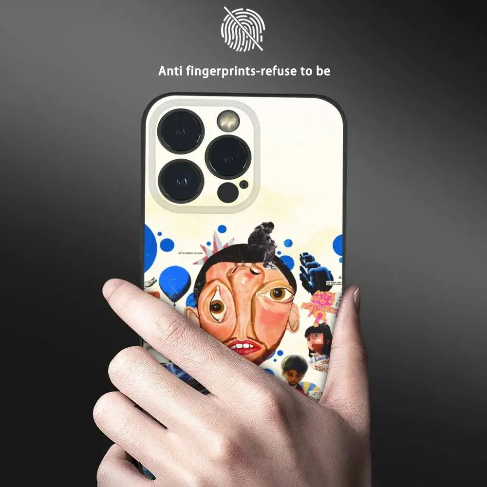 حافظة هاتف M-Mac Miller Singer لهاتف آيفون 15 14 13 12 11 Pro Xs Max Mini XR X 7 8 Plus غلاف ناعم أسود بلوري Funda