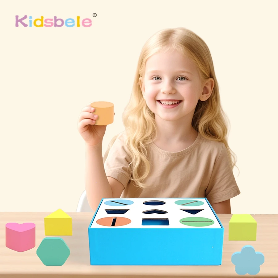Caixa de classificação de forma de cor educacional crianças forma de madeira jogo de correspondência montessori cor cognição puzzle brinquedo 9 & 12 buracos caixa ocupada