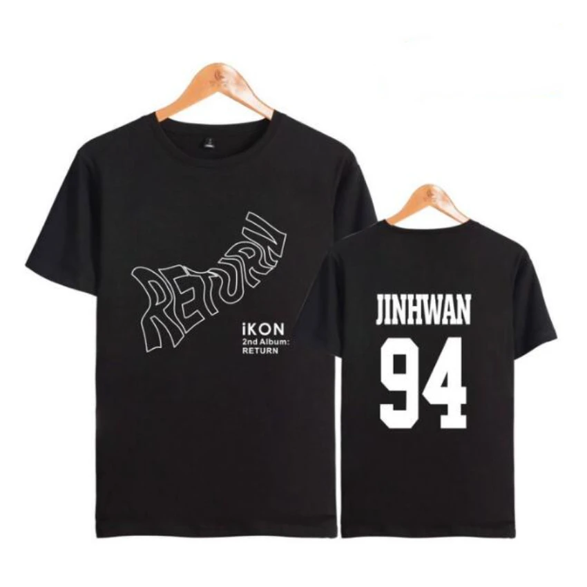 KPOP IKON 2nd Album Return T Shirt Women Men Jin Hwan Bobby YunHyeong Jun Hoe Dong Hyuk Chan Woo Short Sleeve Cotton T-shirt