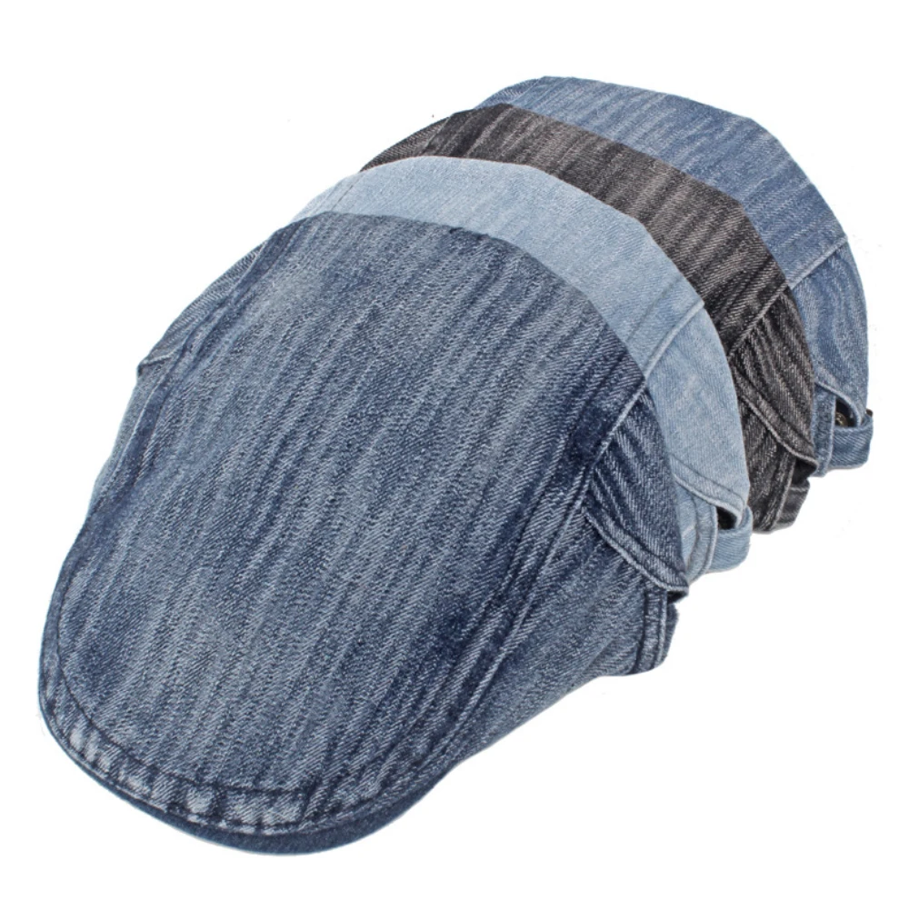 HT4765 Baskenmützen für Männer und Frauen, verstellbare Ivy-Flatcap, Retro-Künstler-Malermütze für Damen und Herren, Frühling-Sommer-Baskenmütze aus Baumwolle und Denim. – Detail 11